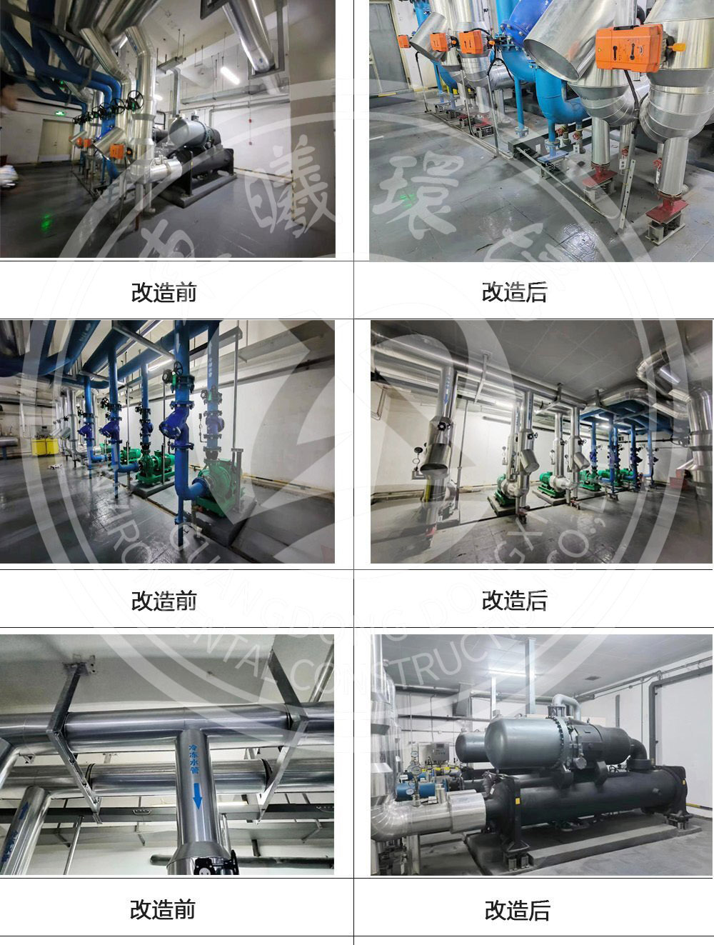 制冷机房减振降噪前后对比